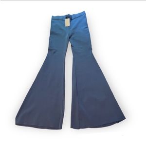 Mango Blue Knit High Waisted Flared Pants Size Large NWT
